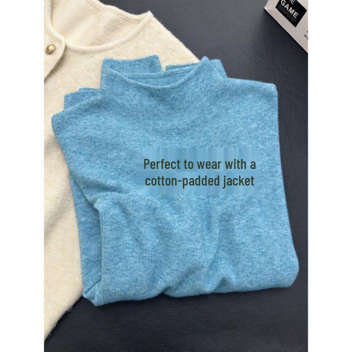 Women's Angora Red Anti-Aging Whitening Sweater | Autumn Winter Half-High Collar Long Sleeve Knit Top