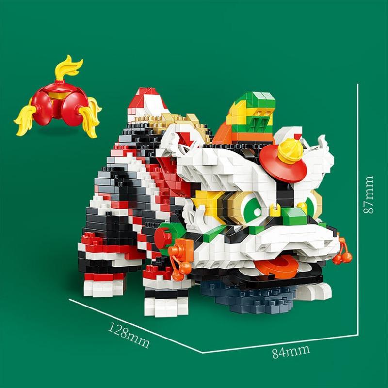 Просыпайся, лев, дракон, год, новогодний подарок, строительные блоки, детские развивающие головоломки, новогодние игрушки, строительные блоки