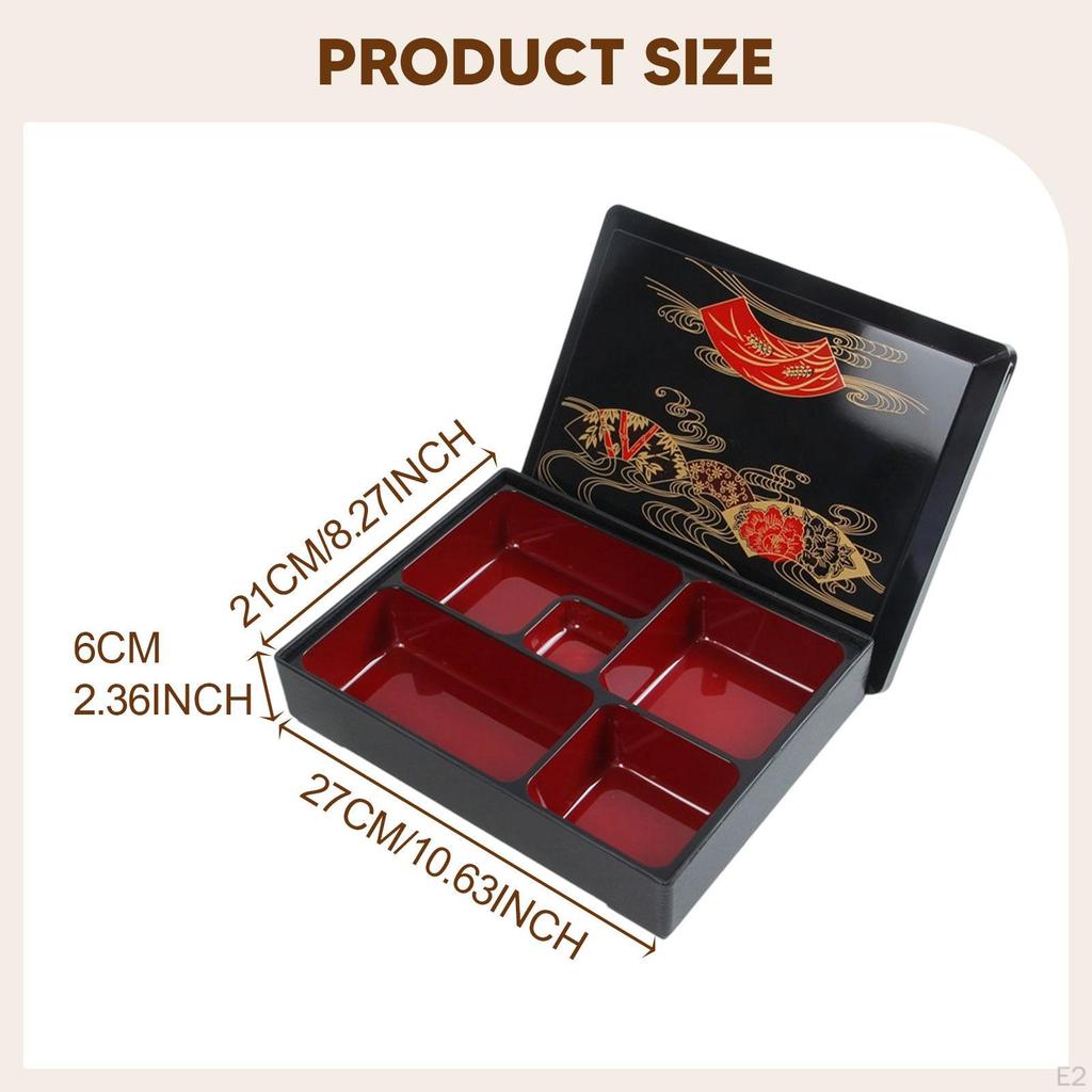 Японский контейнер для еды бенто-бокс 5 отделений с крышкой,Традиционный,Поднос для суши,Сервировочное блюдо для