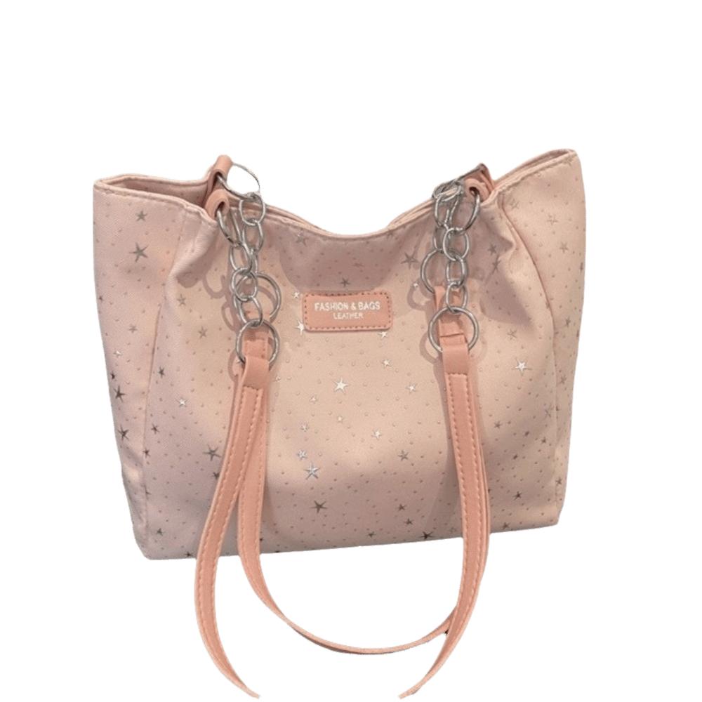 Solid Color Star Print Shoulder Bag Large Capacity Handbag Casual Hobo Bag Daily Commute
