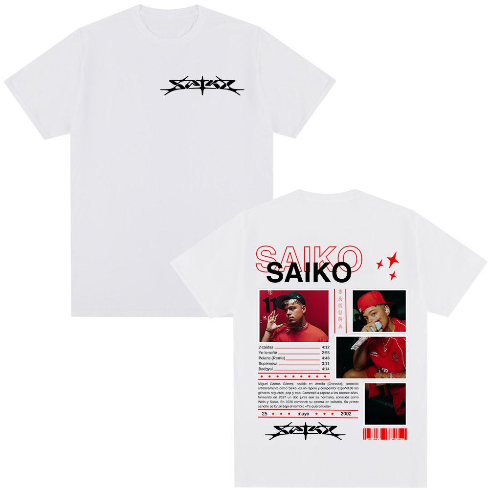 Футболка с мерчем альбома рэпера SAIKO SAKURA Мужская Женская Мода Хип-хоп Футболка Повседневная 100% Хлопок Короткий Рукав Оверсайз Футболка