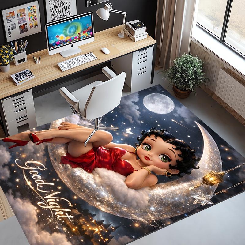 Betty Boop Pattern Rug, Indoor/Outdoor Mat, for Picnic, Gameroom, Bedroom, Office, Living Room, Home Decor Carpet, Birthday Gift