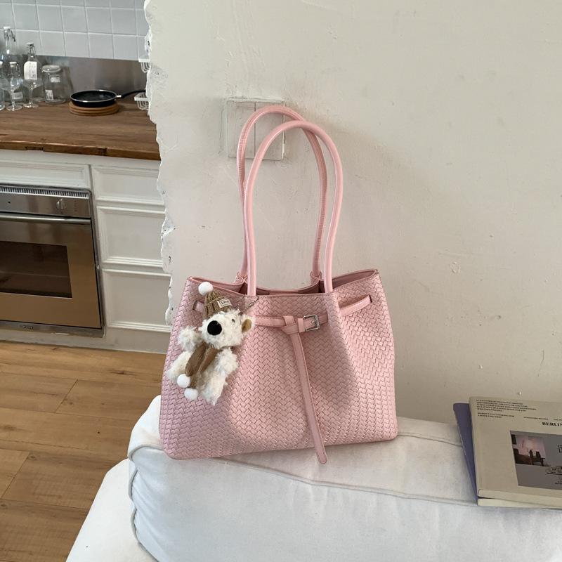 Fashion Woven Tote Bag Pattern Versatile Casual Shoulder Bag Simple Trend Retro Large Capacity Underarm Bag
