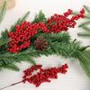 10pcs Christmas Artificial Berries Branches Decor Fake Flowers Plant for Xmas Tree DIY Holiday Wreath Craft Home Party Ornament