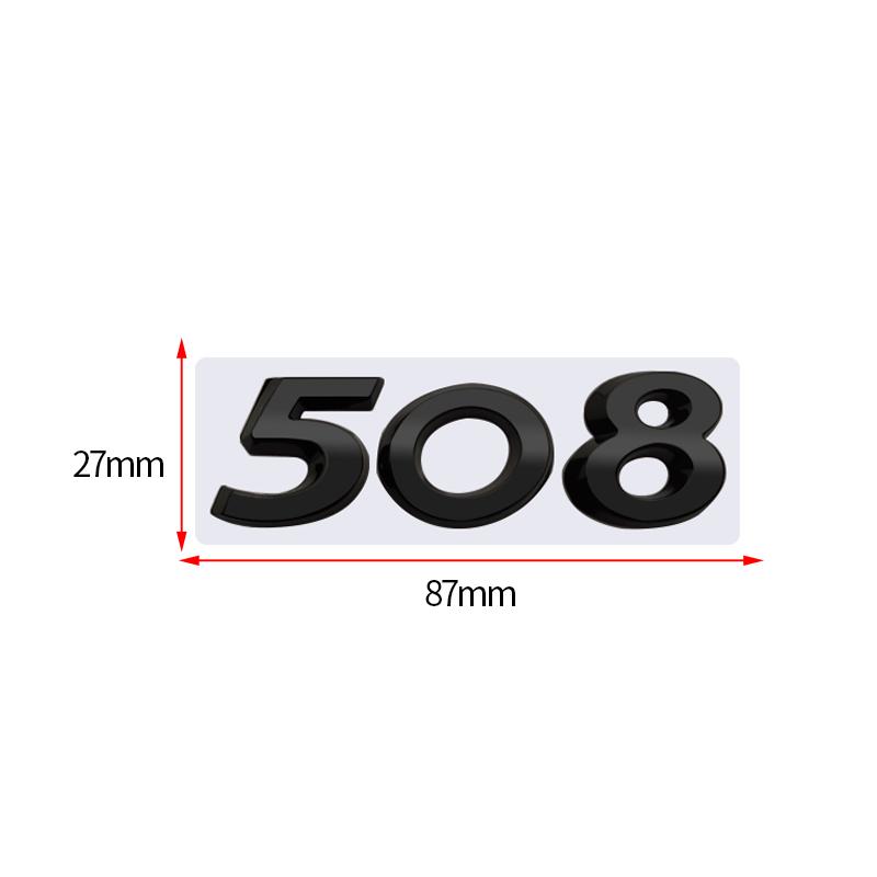 3D Glossy Black Chrome Silver Metal Logo Emblem Badge Decal Car Sticker for Peugeot 508 Car Accessories