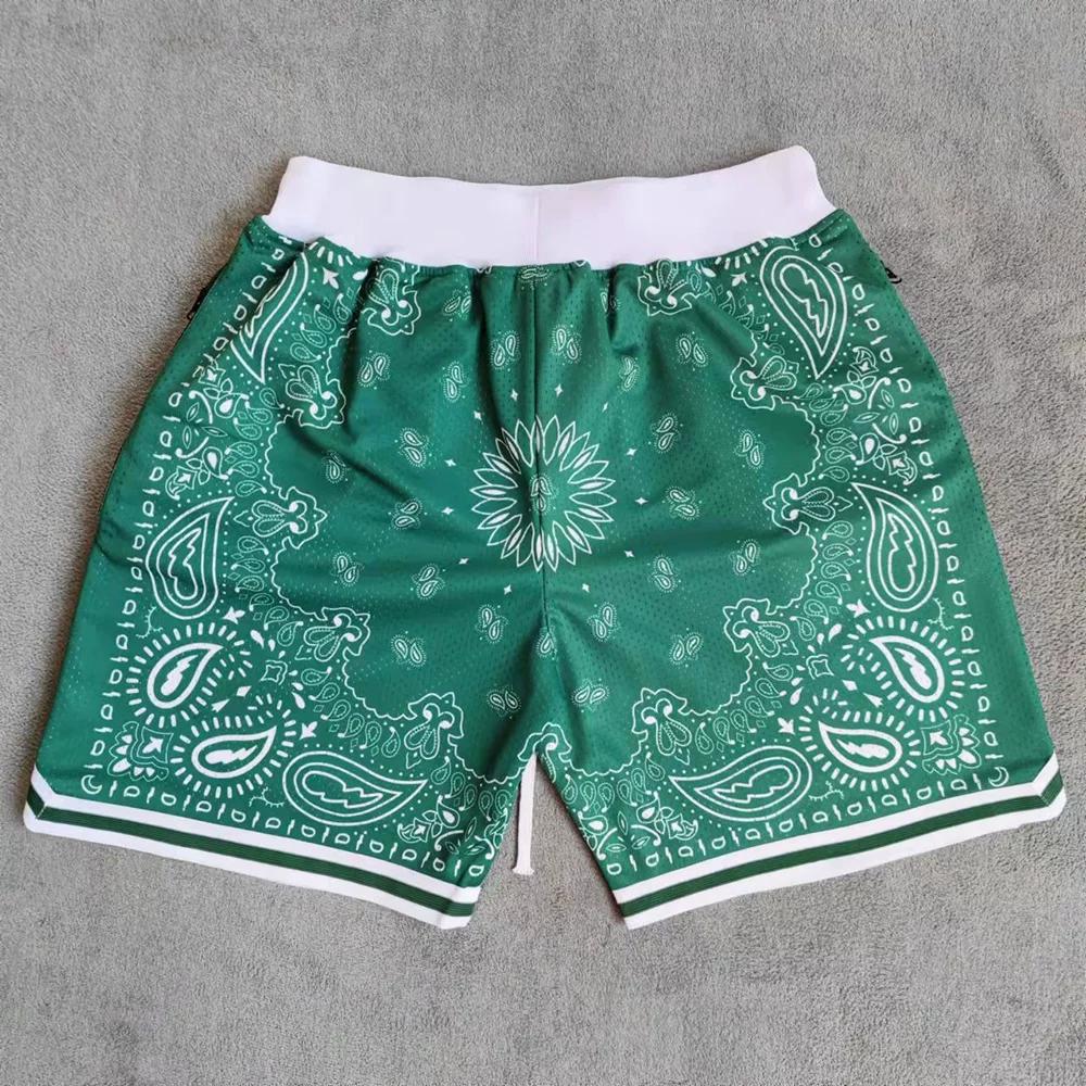 Trillest Tatum Celtics Paisley Pattern High Street Mesh Print Green Street Fashion Basketball Shorts