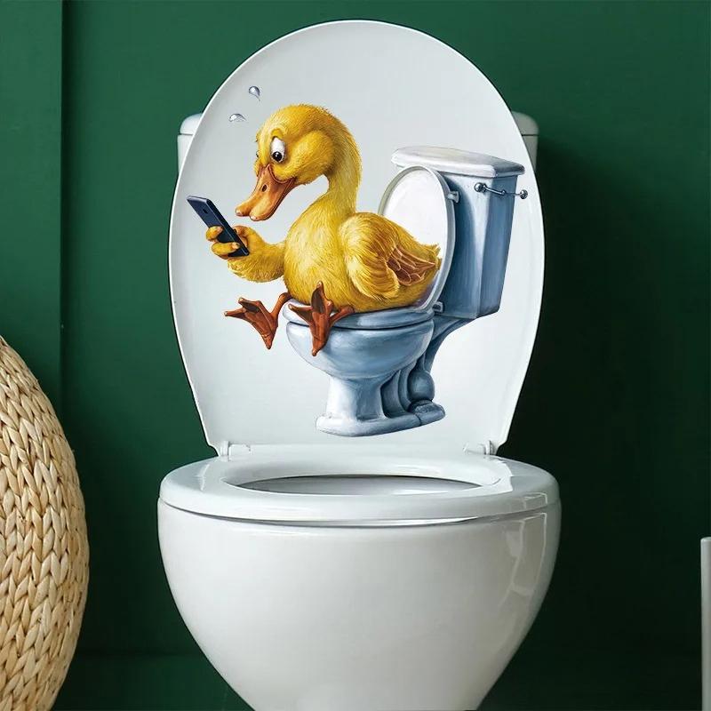 Забавные животные ПВХ наклейки на сиденье унитаза Обезьяна Зебра Жираф Декали Водонепроницаемый декор для стен и дверей ванной комнаты Креативные съемные наклейки