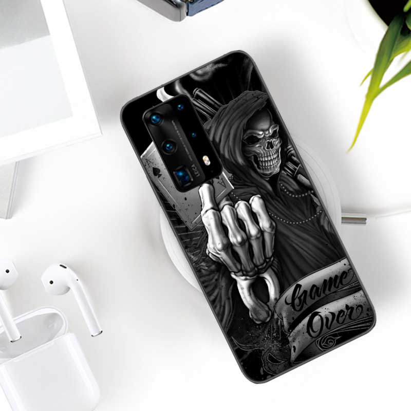 Grim Reaper Skull Skeleton Soft Clear Phone Case For Huawei P30 Lite P10 P20 P40 P50 Pro Mate 40 Pro 30 20 10 Lite Cover Silicon