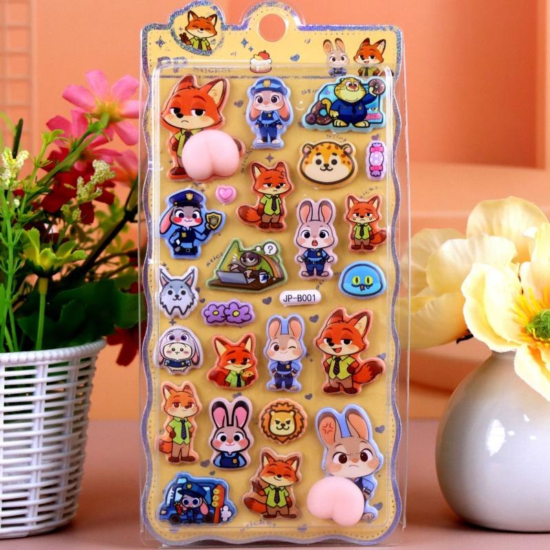 Mixed 4 Pcs3D Zootopia Stickers Cute Diy Phone Case Decorations Children'S Toy Hand Account Stickers Gift