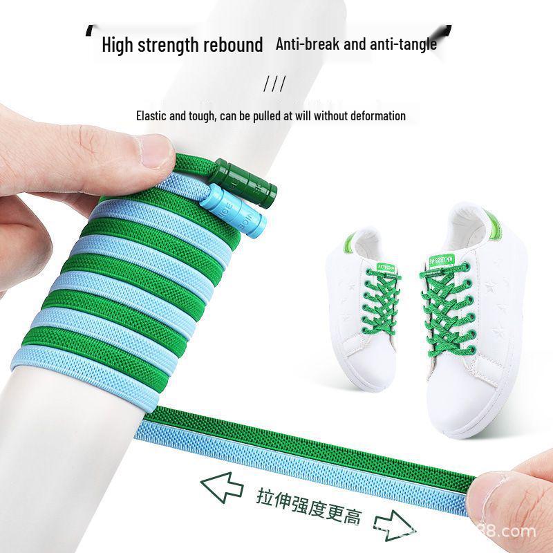 Green No-Tie Elastic Shoelace Buckle - Easy Fit for Men, Women & Children