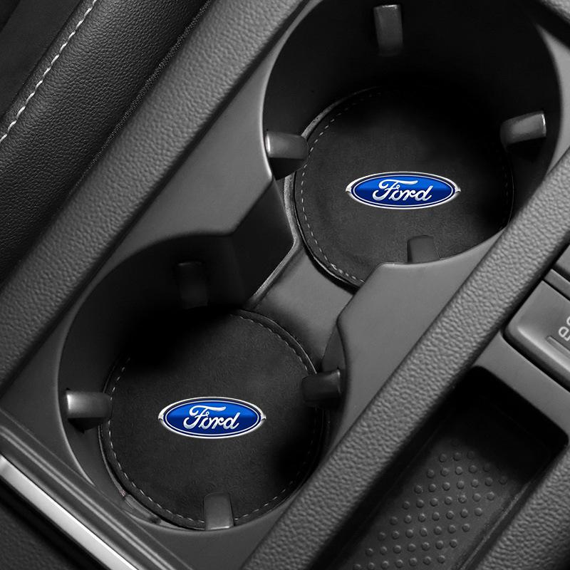Car Cup Holder Pad PU Leather Slot Non-slip Coaster Mat For Ford Focus Mondeo MK1 MK2 MK4 MK3 Fiesta ST Line Kugo Transit Escape Fusion Explorer