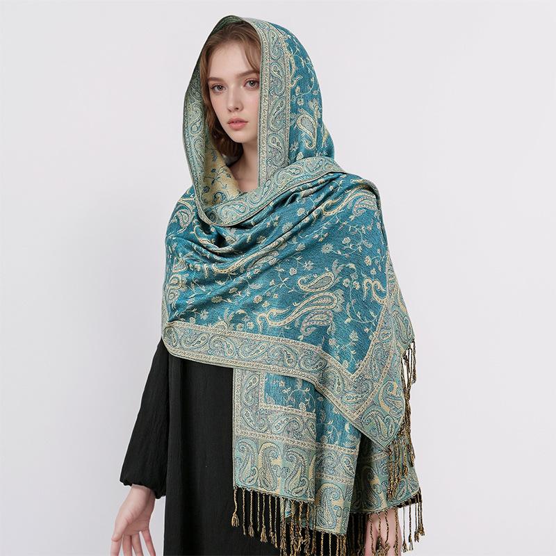 Jacquard Tassel Scarf Imitation Cashmere Soft And Breathable Autumn And Winter Versatile Women'S Shawl Scarf Light Luxury Style
