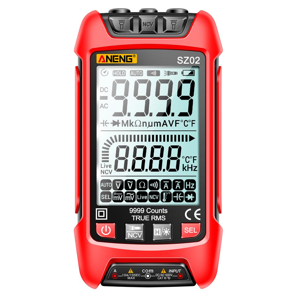 ANENG SZ02 Интеллектуальный цифровой мультиметр с автоматическим диапазоном 9999 отсчетов, универсальный портативный измеритель NCV