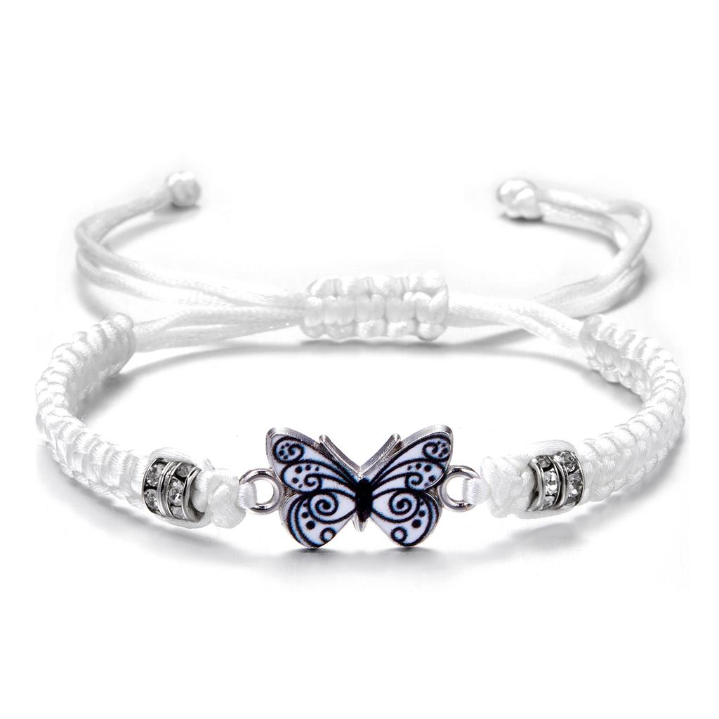 New Simple Handmade Braided String Bracelet For Women Blue Butterfly Adjustable Charm Bracelet Girls Fashion Jewelry Party Gift