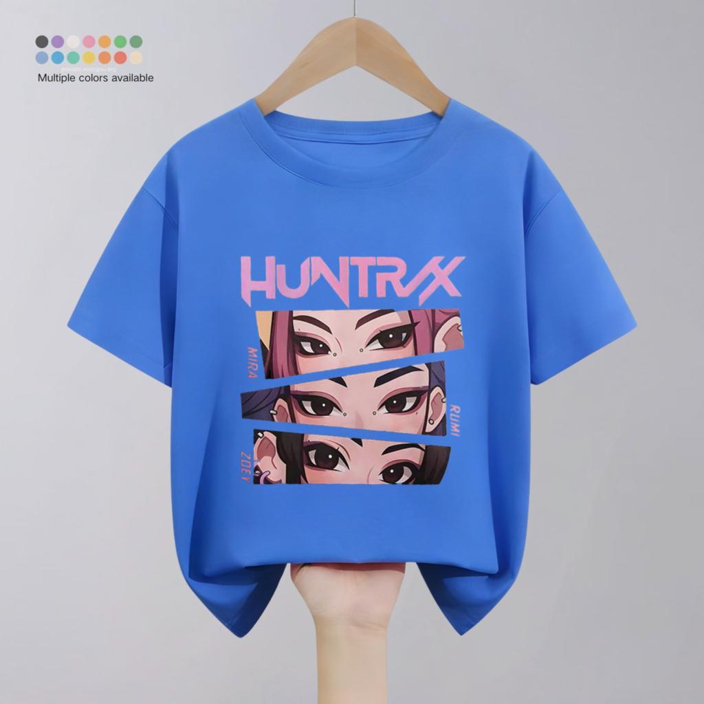 Летняя новая модная детская футболка с принтом мультяшной группы Hunter для девочек, короткий рукав, круглый вырез