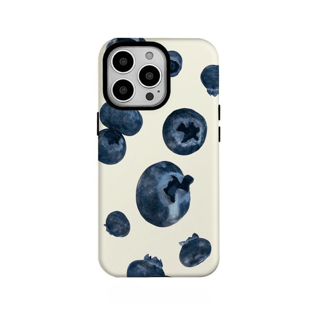 Летние фрукты Черничный узор 2-в-1 Чехол для телефона Подходит для iPhone 17 16 15 14 13 12 11 Pro/Max/Plus Ударопрочная задняя крышка