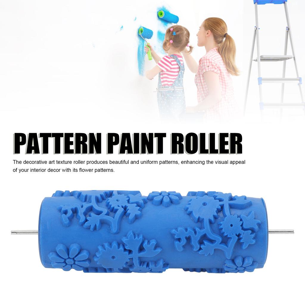 Pattern Paint Roller 5 Inch Flower Design Rubber Decorative Texture Roller for Wall Ceiling Door