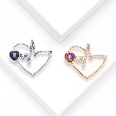 Простой высококачественный Sense Rhinestone Love Электрокардиограмма Брошь Модный костюм с ювелирным корсажем