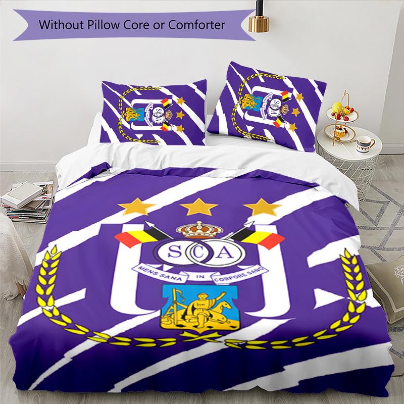 3pcs Anderlecht Design Cover Set - HD Printed Bedding with 1 Cover and 2 Pillowcases - Perfect for Home and Dorm Decor