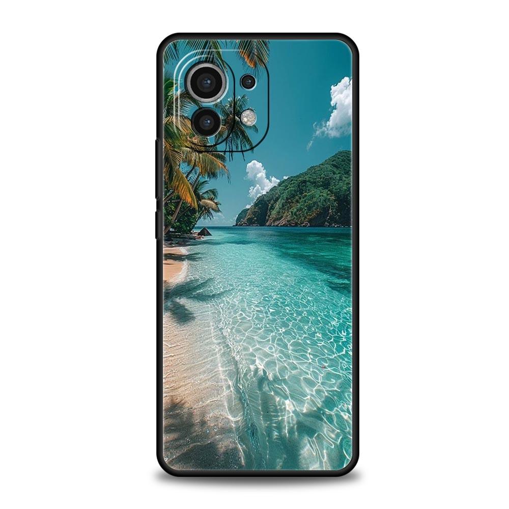 Чехол для телефона для Xiaomi Mi 15 14 14T 13T 12T Pro 12 13 11 Lite 5G 11T X6 X5 Pro Чехол Летний Пляжный Пейзаж на Закате на море Пальма