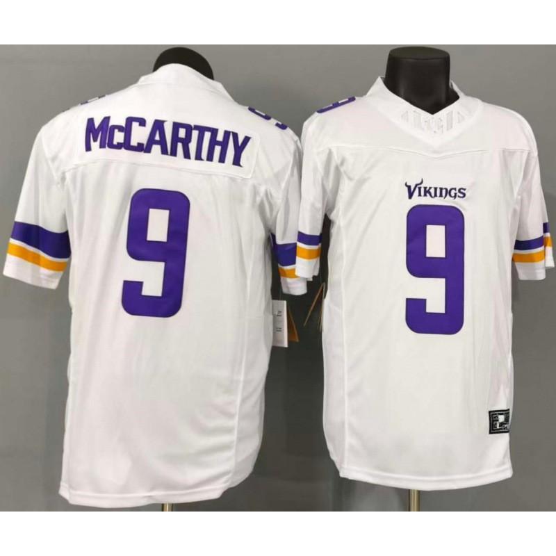 Vikings Football Jersey Embroidered T-Shirt 9 White Regular Fit Sports Fans