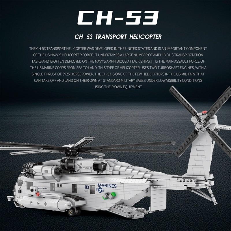 CH-53E Транспортный вертолет Строительные блоки Военная модель Сборные кубики Детская игрушка Армейский самолет Настольное украшение Праздничный подарок