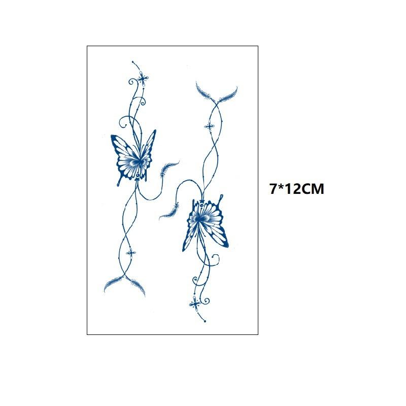 Маленький узор бабочка морская волна хвост рыбы другая сторона цветок маленький свежий сок травяной имитация грудь вода переводная татуировка наклейка