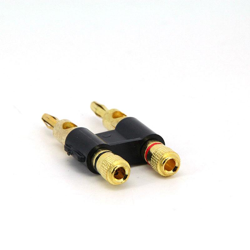 Двухрядный 4-миллиметровый разъем типа «банан», позолоченный адаптер для динамика, двухпозиционный перекрестный разъем для аудиодинамика, красный, черный