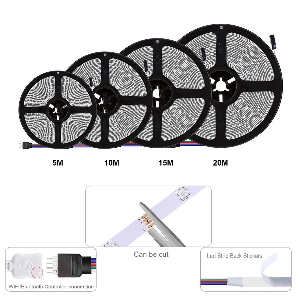 Tuya Smart Wireless WiFi Светодиодная лента 12 В RGB 5050 Работает с Alexa Google Home Голосовое управление RGB Светодиодные ленты Гибкая лента с адаптером ЕС или США