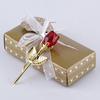 Crystal Glass Rose Artificial Table Decoration for Wedding Gold Roses Flower Gift Box Romantic Wedding Decoration Ornaments