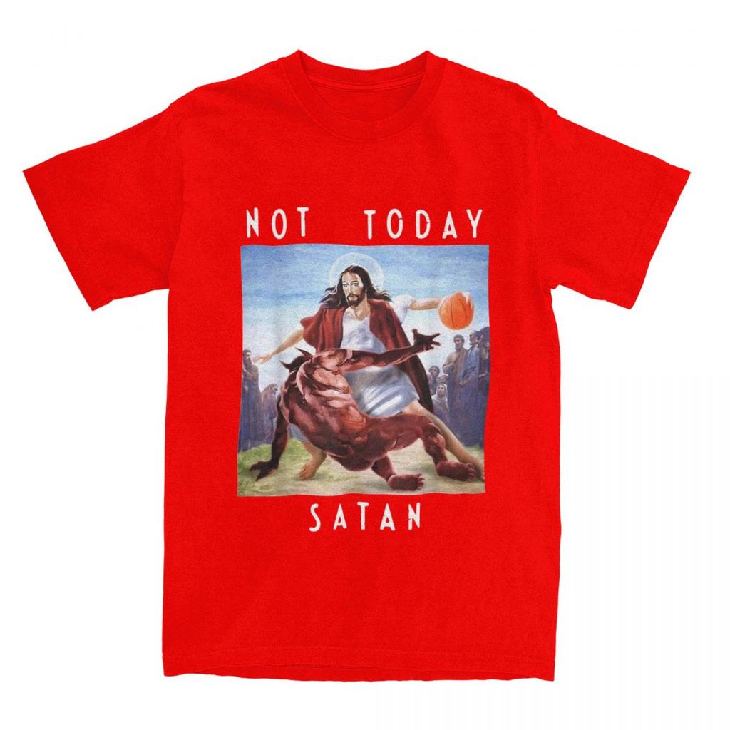 Not Today Satan Jesus Vs Satan In Basketball Unisex WoUnisex T Shirts parody Merch Funny TShirt Cotton All Seasons Clothes
