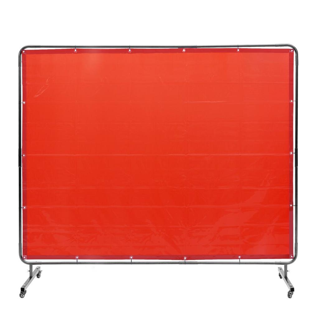 Welding Screen with Frame, 6' x 8' Welding Curtain Screen, Flame-Resistant Vinyl Welding Protection Screen on 4 Swivel Wheels (2 Lockable), Moveable &