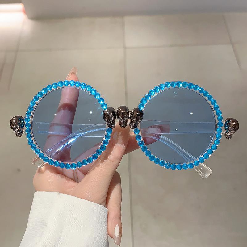Ретро готические солнцезащитные очки с черепом для женщин, модные вечерние, Хэллоуин, роскошные панк-солнцезащитные очки со стразами, уникальные круглые очки