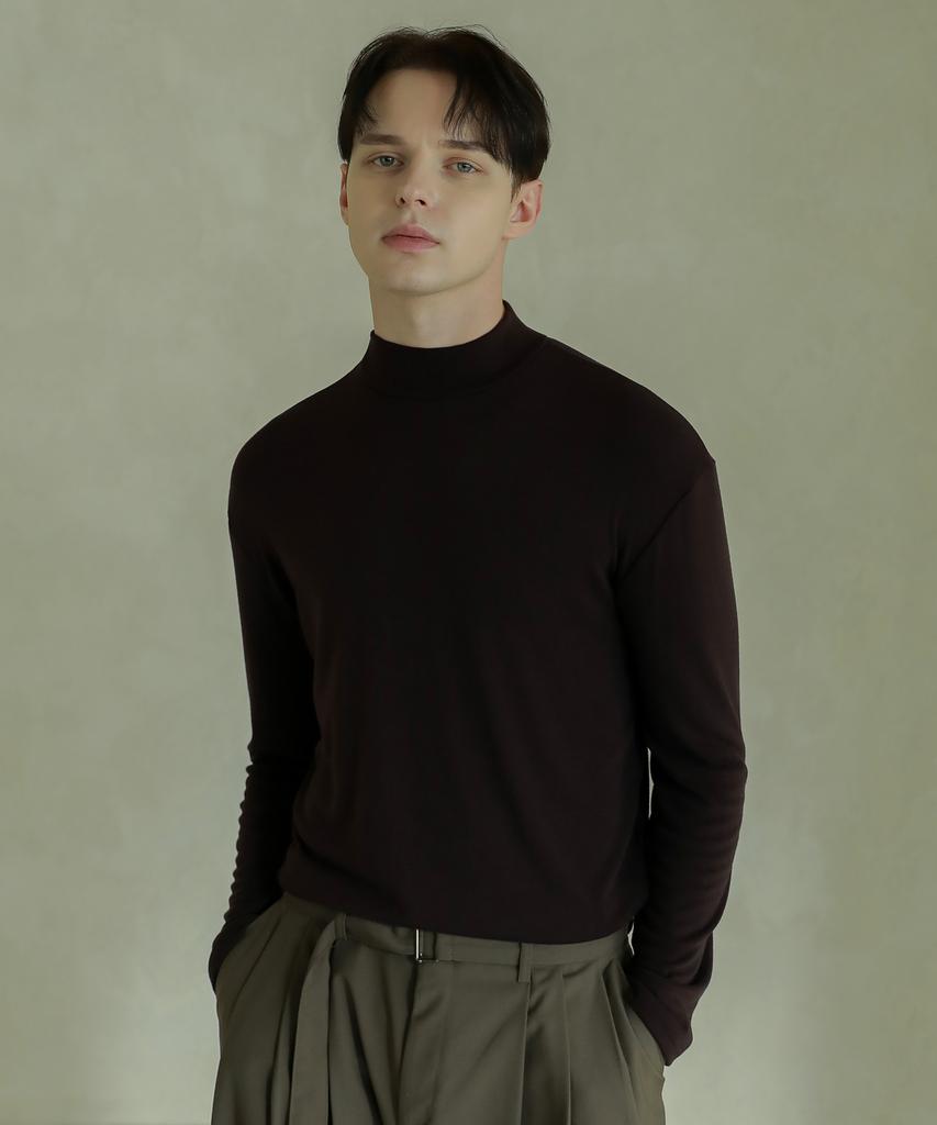ESN Half Turtleneck Knit T-Shirt Wine