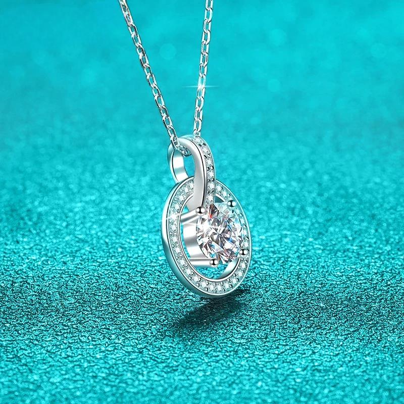 Moissanite Necklace for Women Top Quality 100% 925 Sterling Silver Sparkling Wedding Jewelry