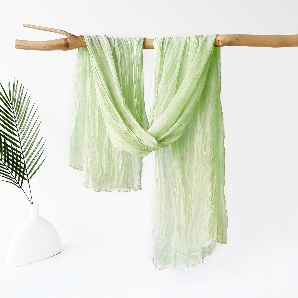 Maracia Headscarf Spring and Autumn Solid Color Cloud Pattern Folded Scarf Monochrome Thin Gauze Shawl Shawl