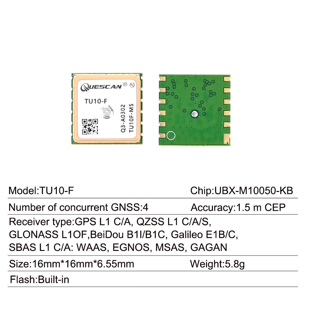 QUESCAN TU10F UBX-M10050-KB M10 GPS GNSS Antenna Module SMT SMD GPS GLONASS BeiDou Galileo QZSS SBAS Receiver