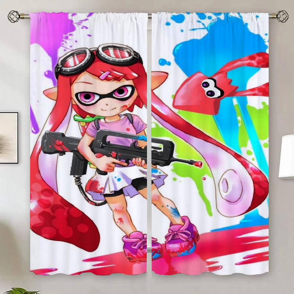 Splatoon Kitchen Curtains for Living Room 2 Elegant Pieces Blackout Curtain 100% Cheap Things With Free Shipping for Home Blinds