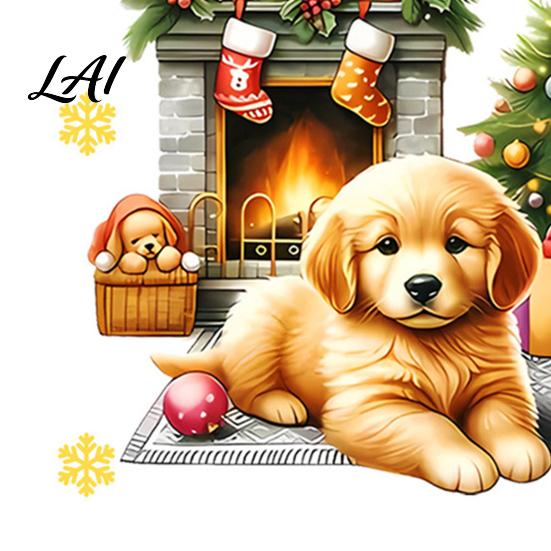 Cute Puppy Christmas Stickers Wall Stickers PVC Waterproof Decals Peel And Stick Animal Creative Holiday Gift Art Decor for Home Living Room Bedroom