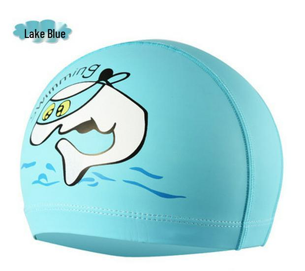 Детская удобная шапочка для плавания «Дельфин» - Однотонная с ПУ-покрытием, Подходит для мальчиков и девочек.