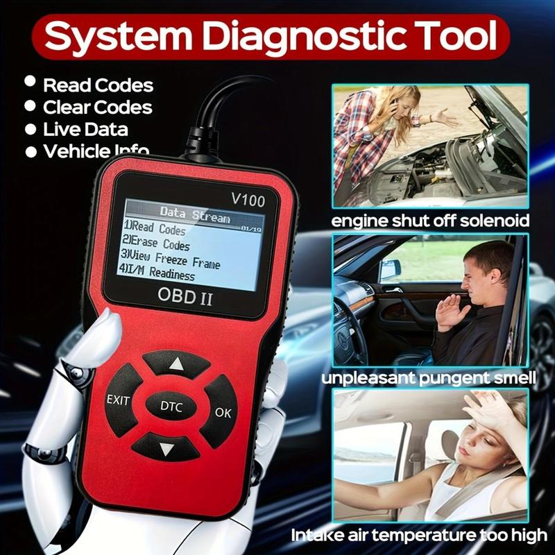 1 шт. V100 Профессиональный OBD2 сканер, Читатель кодов неисправностей двигателя, Диагностический инструмент сканирования для автомобилей с протоколом OBD II с 1996 года