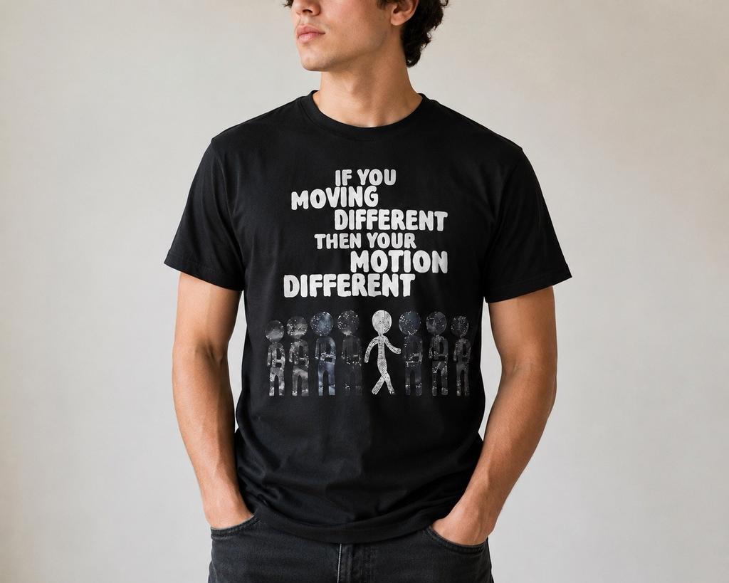Motivation Quote T-Shirt If You’re Moving Different Graphic Black Tee S-3XL