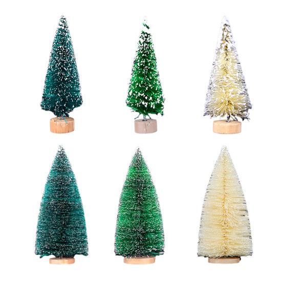 3Pcs Artificial Mini Christmas Tree Set with Snow Frosted Tips 3.5-15cm