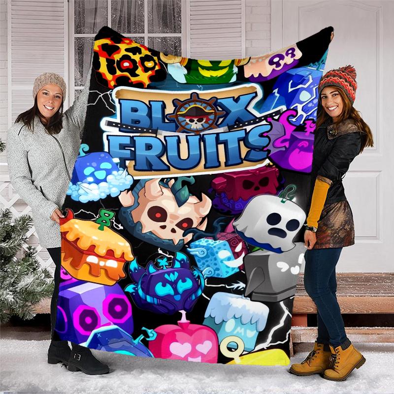 Blox Fruits Theme Printed Blanket - Perfect for Couch, Bed, Travel & Outdoor Use | Machine Washable, Cozy & Durable.