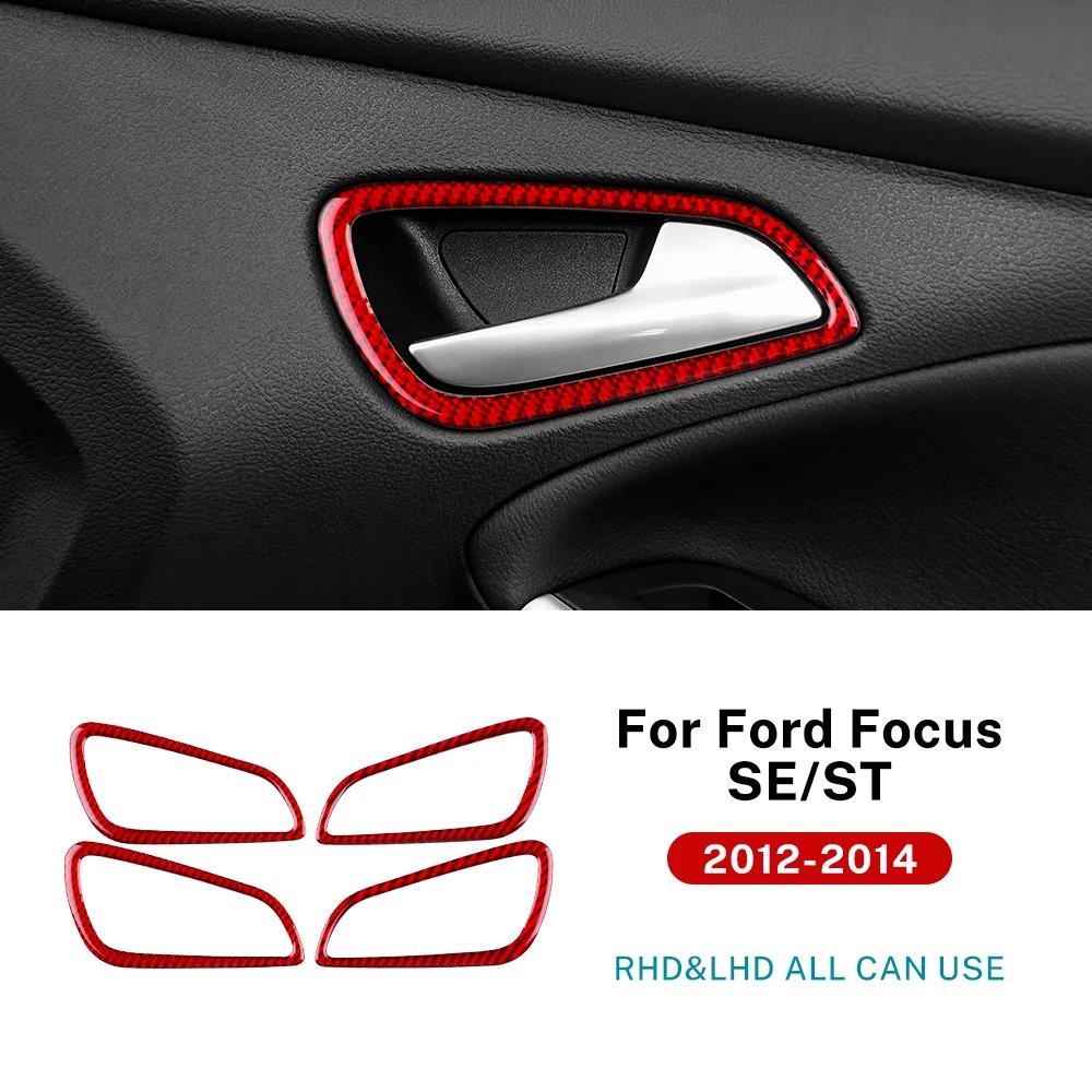 Для Ford Focus SE ST Ecoboost 2012 2013 2014 Настоящая мягкая наклейка из углеродного волокна Рамка панели ручки двери автомобиля LHD RHD Аксессуары