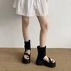 [Фанфна] Летние новые ретро платформа римские крутые ботинки женская мода набор носок высокие сандалии увеличивающие рост короткие ботинки
