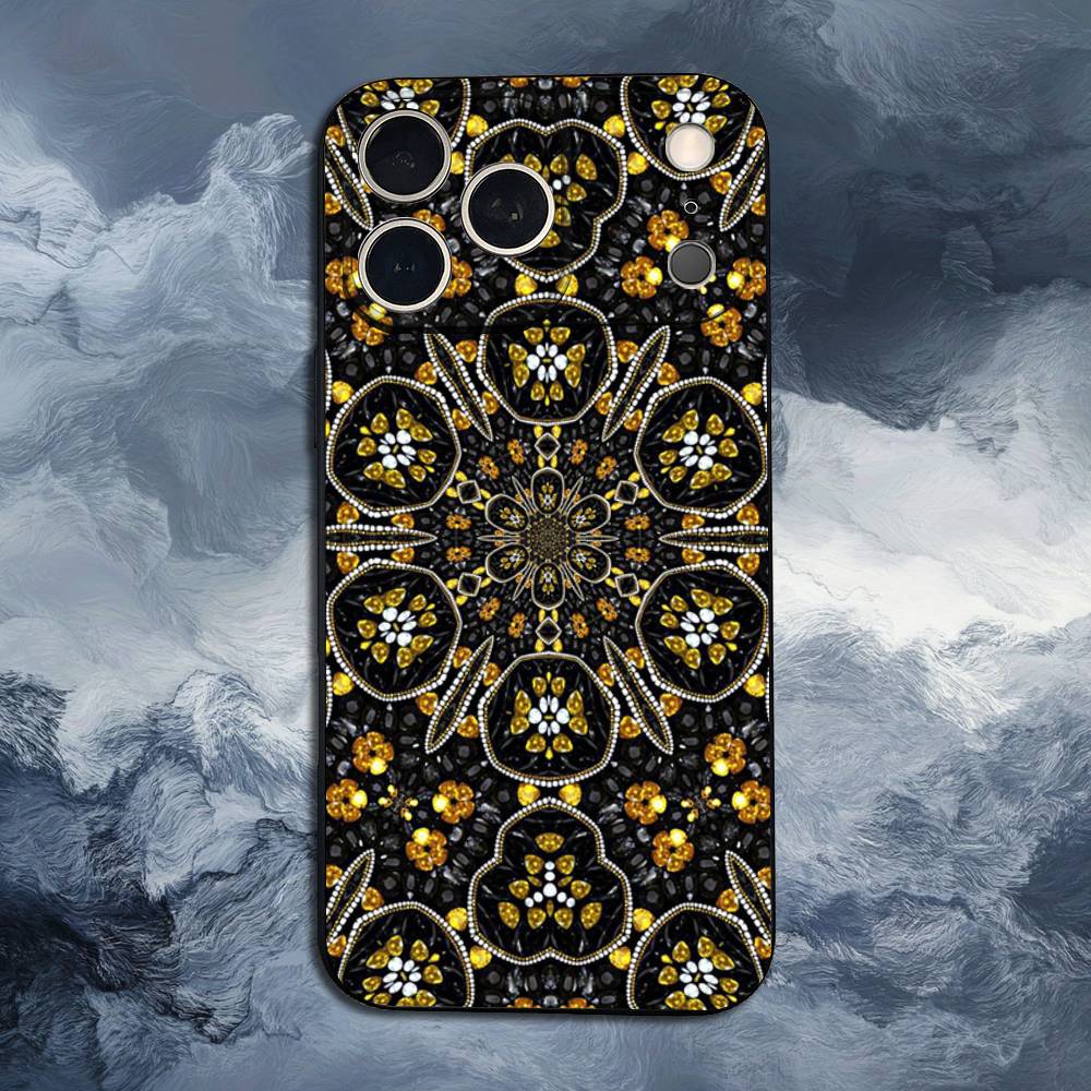 Чехол с ярким узором мандала для iPhone 12, 14, 15, 16, 17, 13, 11, X, Mini, Plus, Pro Max, 8, 7, XR, SE, XS, Мягкий силикон, Черный