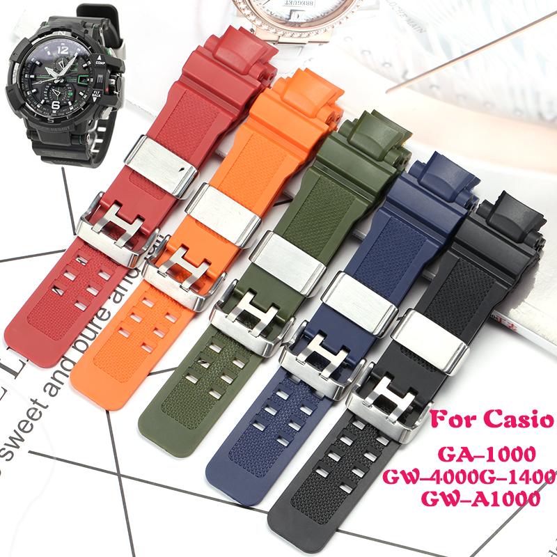 Смоляной ремешок Подходит для Casio G-shock GW-4000 GA-1000 GW-A1000 GW-A1100 G-1400 Цветной Резиновый Водонепроницаемый Часы Цепочка Аксессуары