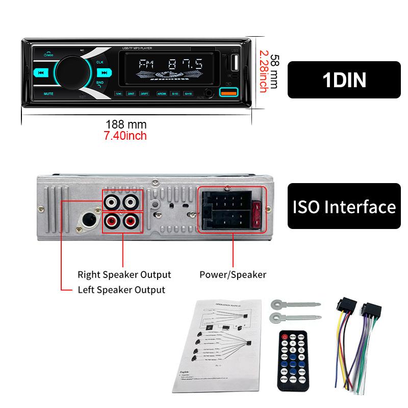 Автомобильное стерео радио Hippcron 1Din Bluetooth 12V FM ISO Power Aux Вход SD USB