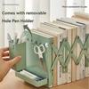 A Set of Sturdy and Versatile Retractable Bookends with Pen Holder Hooks and Storage Boxes, Foldable Space-Saving Desktop Storage Racks,Thick Dividers